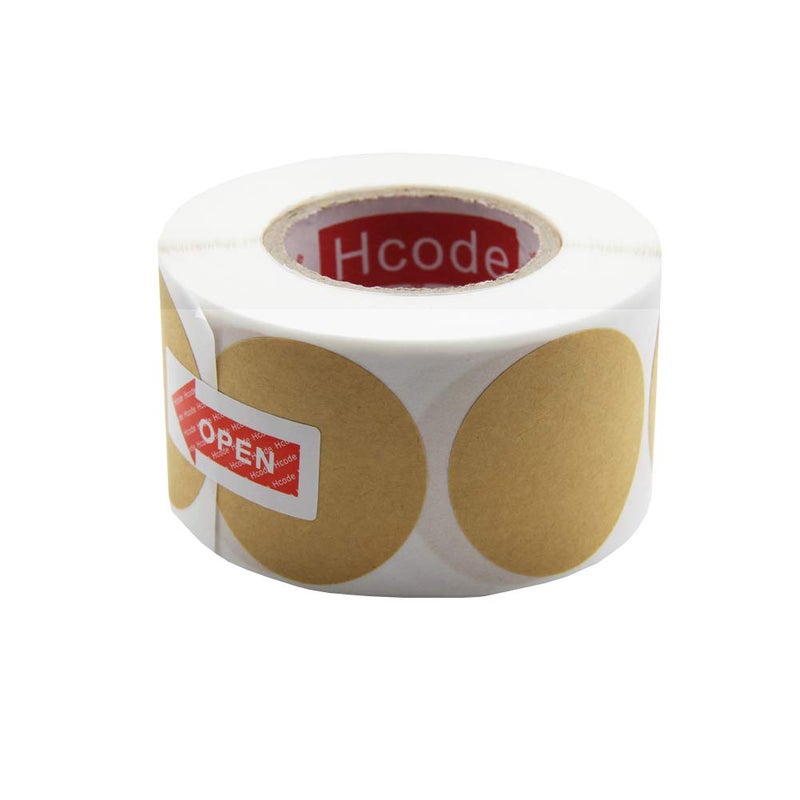 Hcode Natural Circle Kraft Paper Dots Price Stickers Brown Target Pasters 1.5 Inches Adhesive Price Stickers Writable Blank 500 Pieces Per Roll (1.5 inches) - Image 2